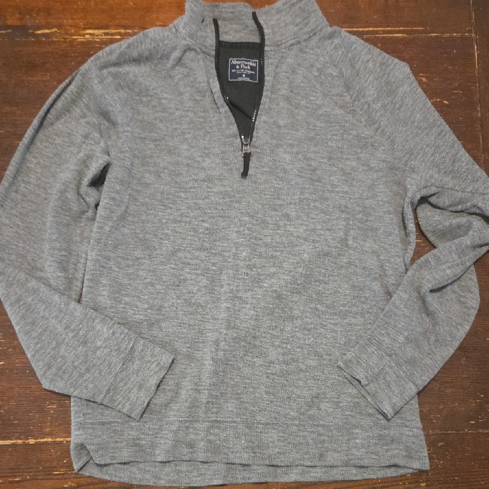 Abercrombie & Fitch Men's Gray Zip-Up Sweater